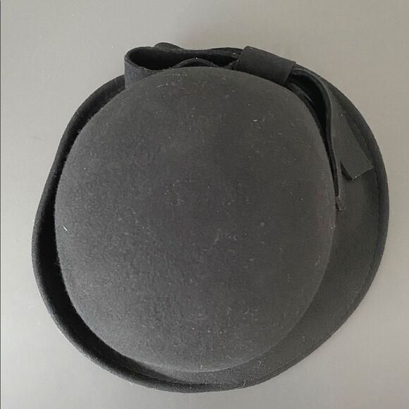 Kate Landry Black Wool Hat Retro Structured Classic Bow Accent OS Chic Retro main image 4